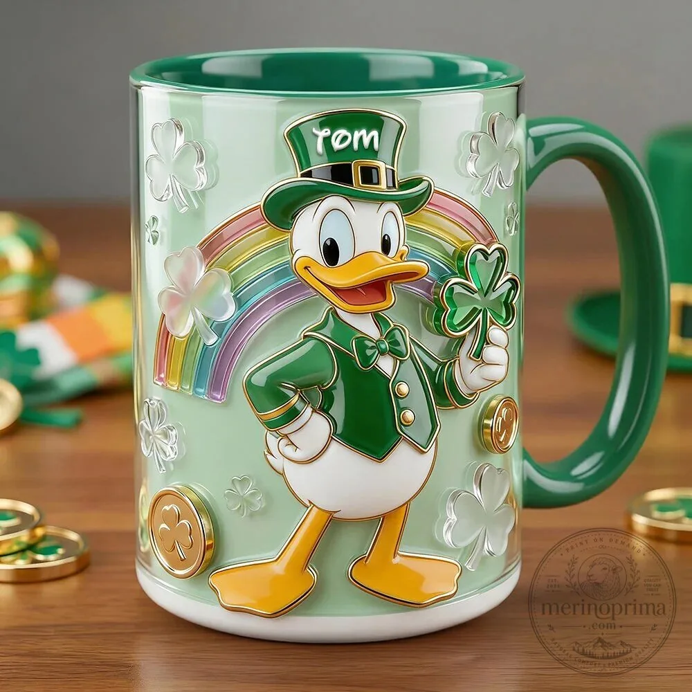 Donald Duck Saint Patrick's Day Lucky Rainbow Clover Mug