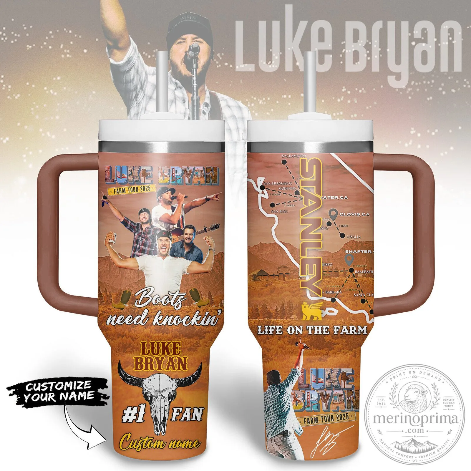 Luke Bryan Farm Tour 2025 Stanley Tumbler with Handle, Personalized Country Music Fan Gift