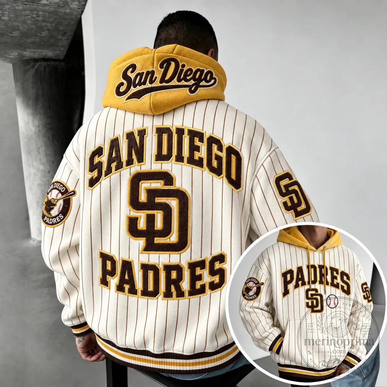 San Diego Padres Baseball Team Striped Hoodie