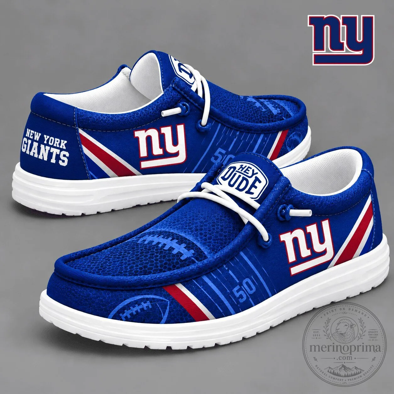 New York Giants National Football League Team Logo Blue Loafer Shoes