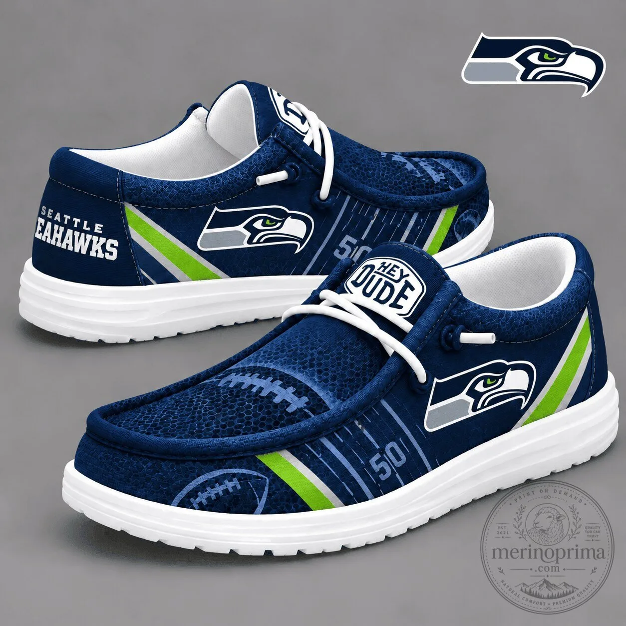 Seattle Seahawks Football Team Logo Custom Design Shoes for Men and Women