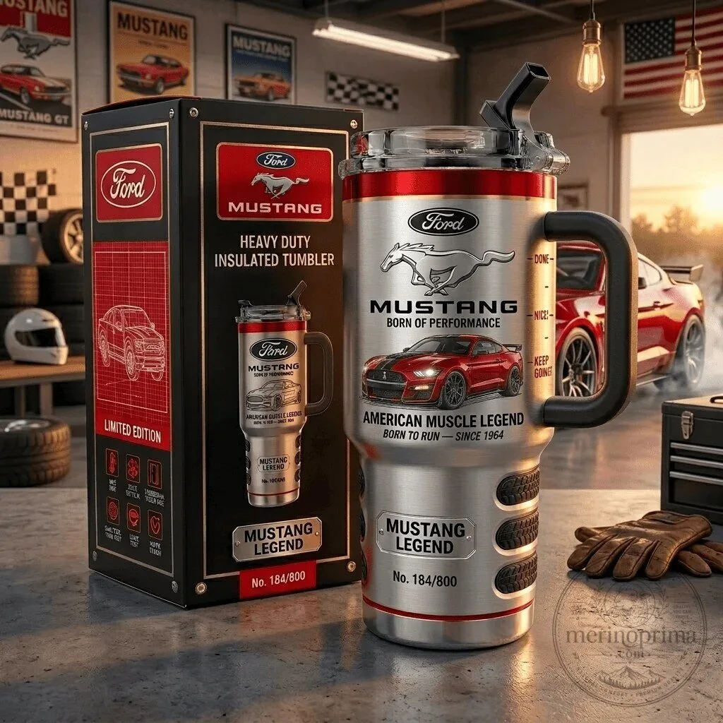 Ford Mustang American Muscle Legend Insulated Tumbler with Handle and Straw
