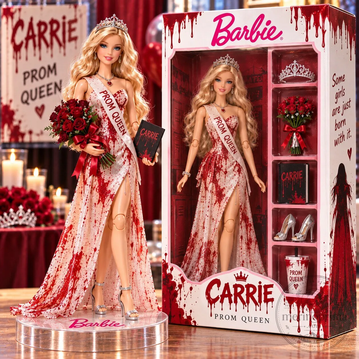 Carrie Prom Queen Barbie Doll Collectible Figurine