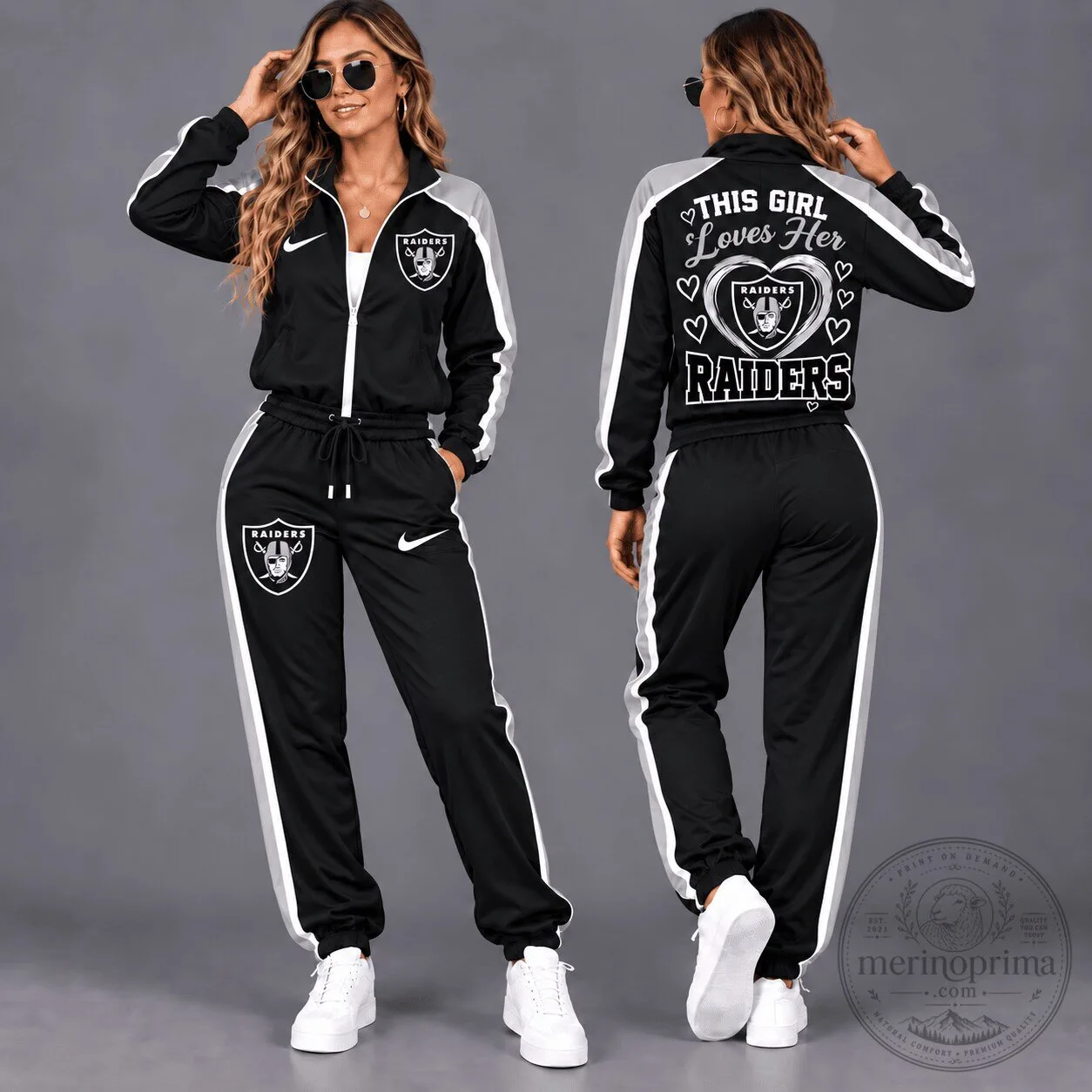 Las Vegas Raiders National Football League Women's Full-Zip Tracksuit Set