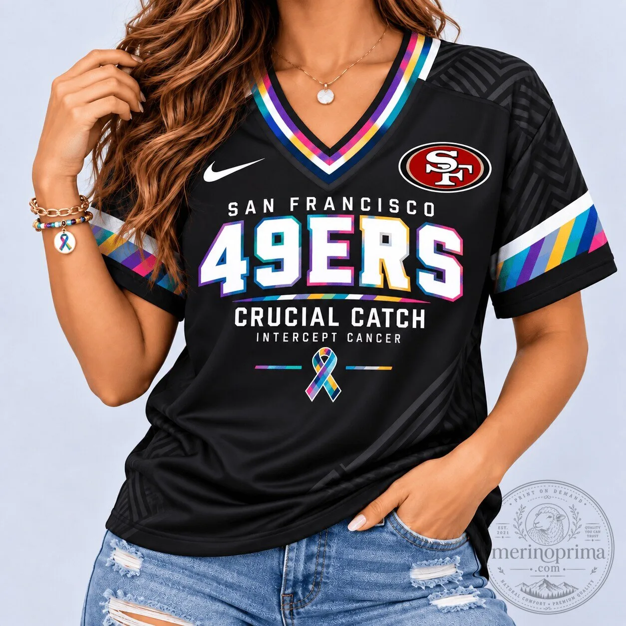 San Francisco 49ers Crucial Catch Intercept Cancer NFL Football Jersey