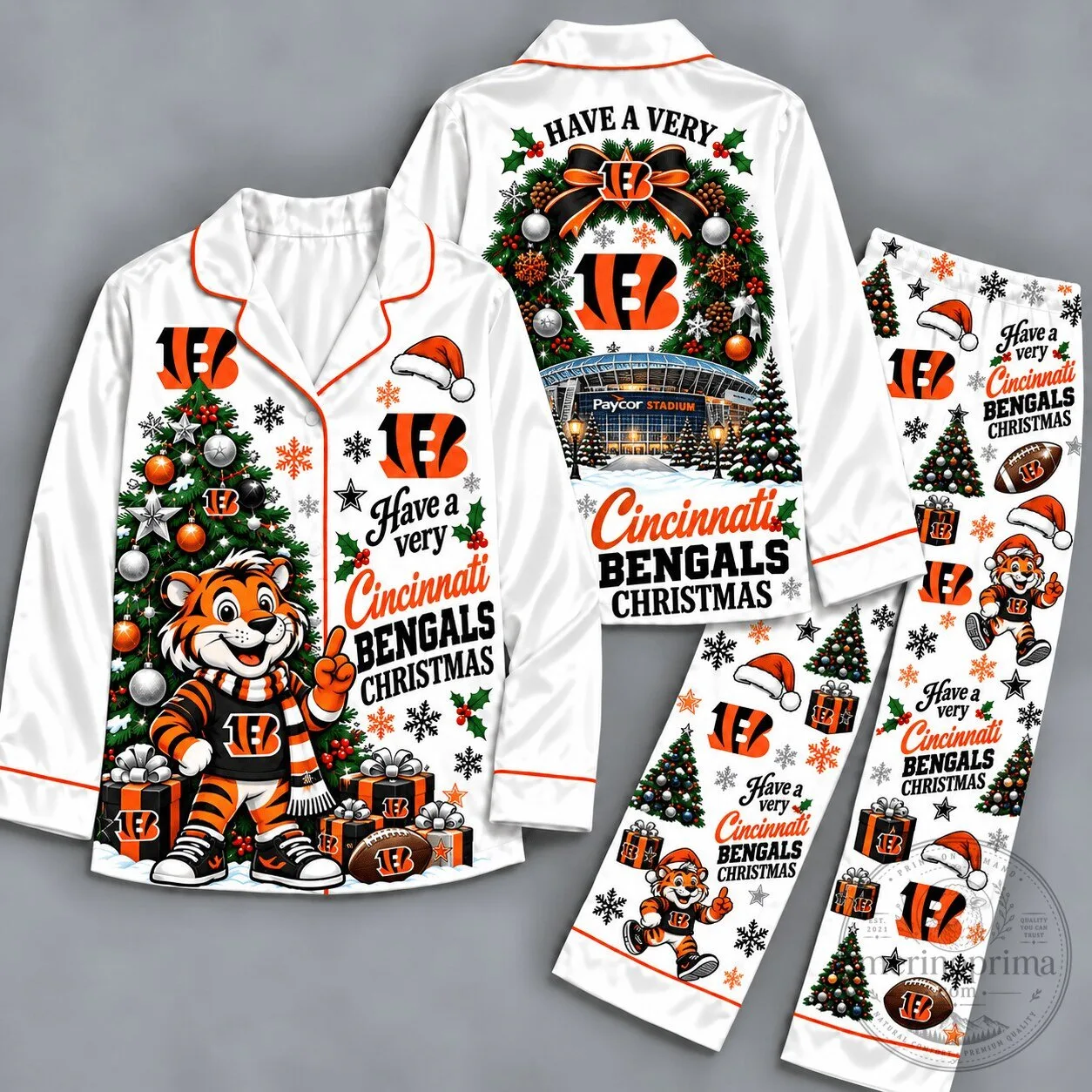 Cincinnati Bengals Christmas Pajamas Set for Adults and Kids