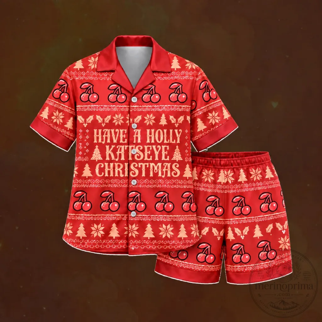 Have A Holly Katseye Christmas Cherry Pattern Pajama Set Have A Holly Katseye Christmas Cherry Pattern Pajama Set