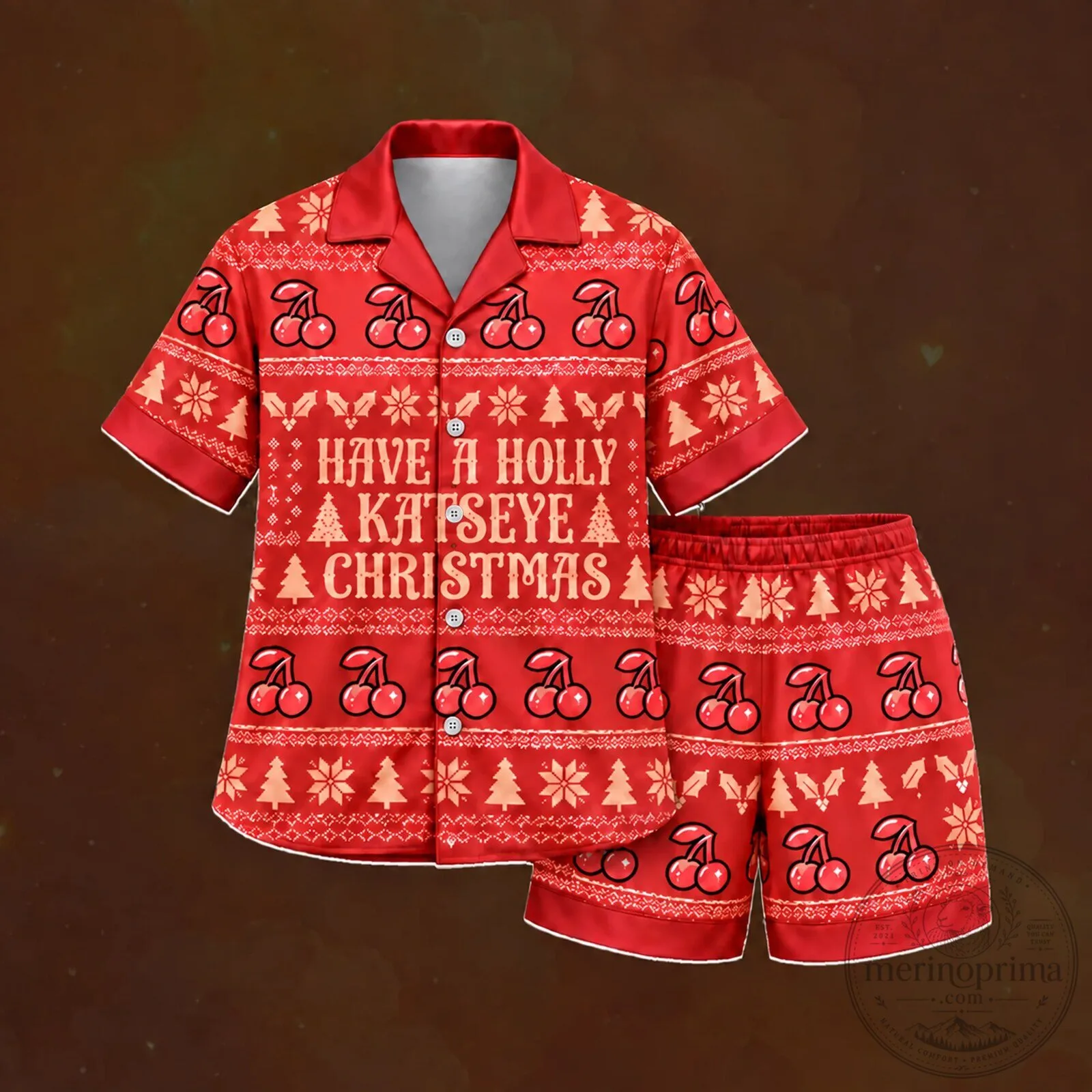 Have A Holly Katseye Christmas Cherry Pattern Pajama Set 1 Have A Holly Katseye Christmas Cherry Pattern Pajama Set
