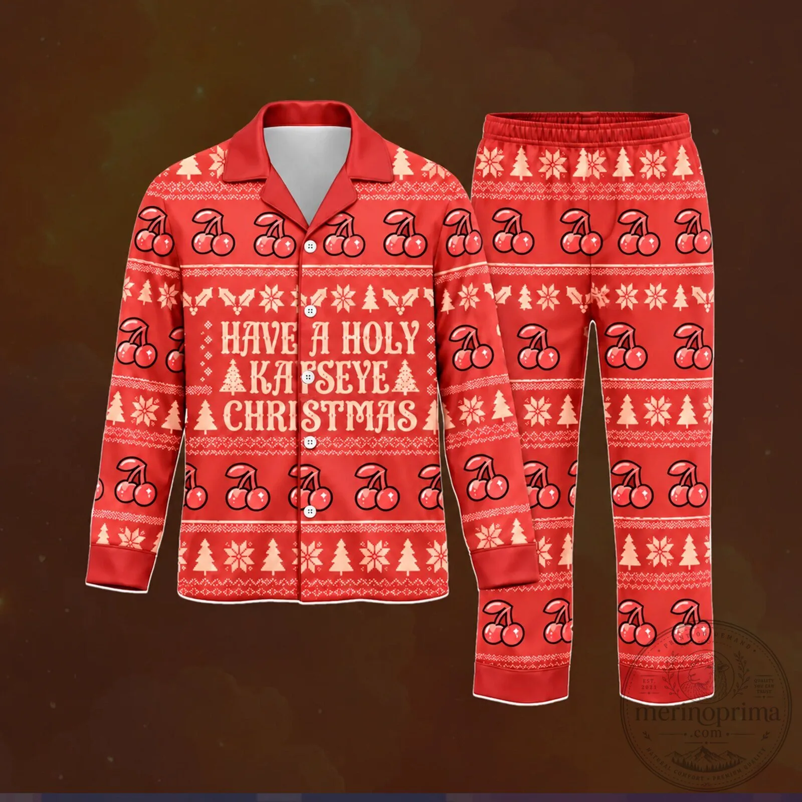 Have A Holly Katseye Christmas Cherry Pattern Pajama Set 5 Have A Holly Katseye Christmas Cherry Pattern Pajama Set