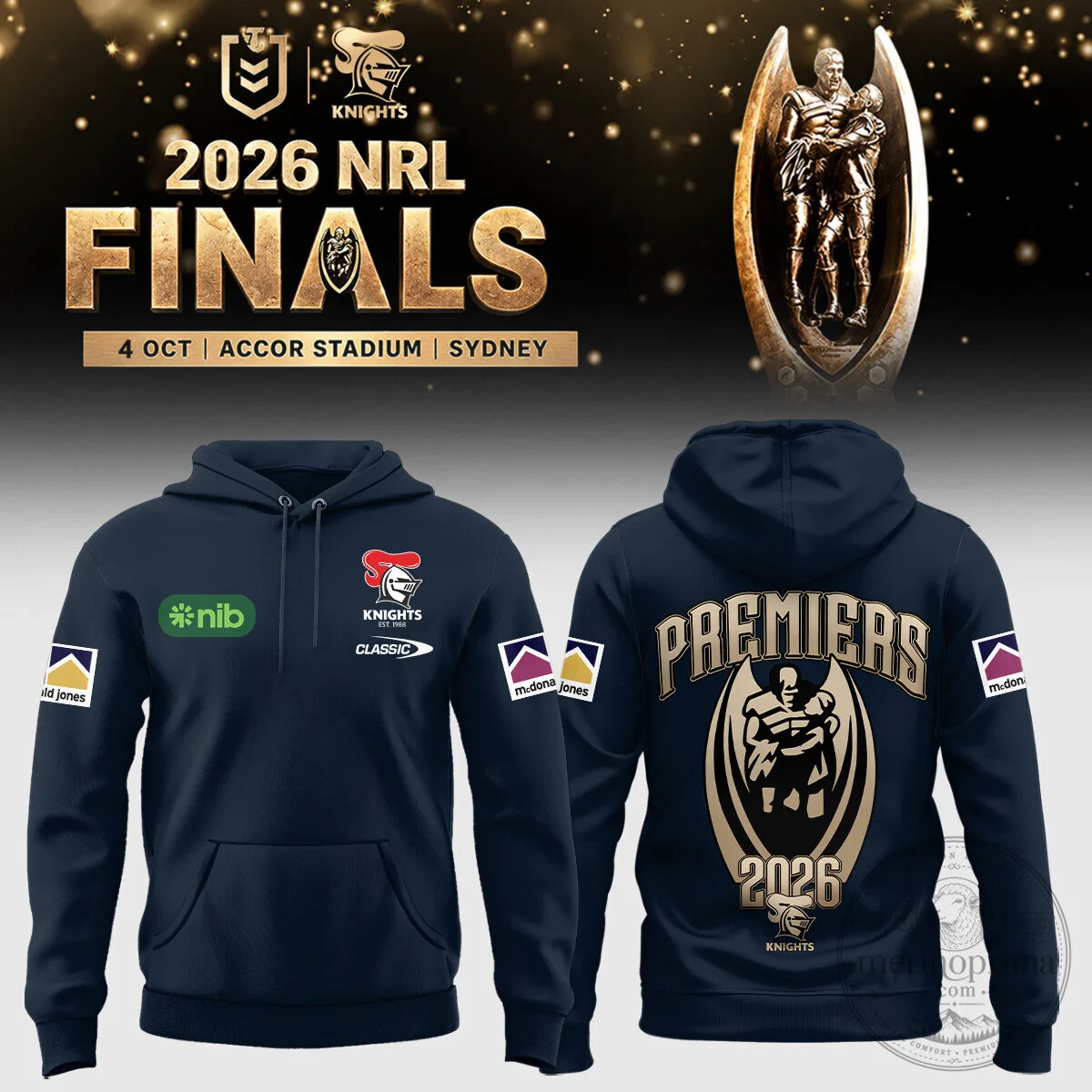 Newcastle Knights 2026 NRL Premiers Champions Rugby League Hoodie