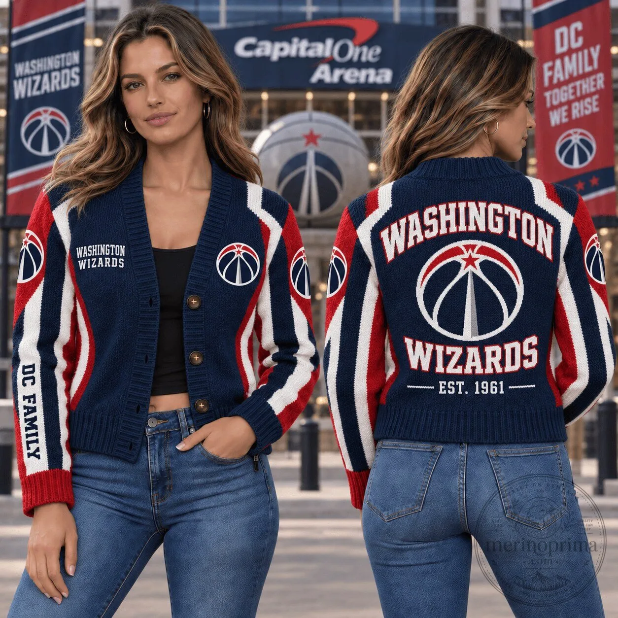 Washington Wizards NBA Basketball Team Fan Cardigan Jacket