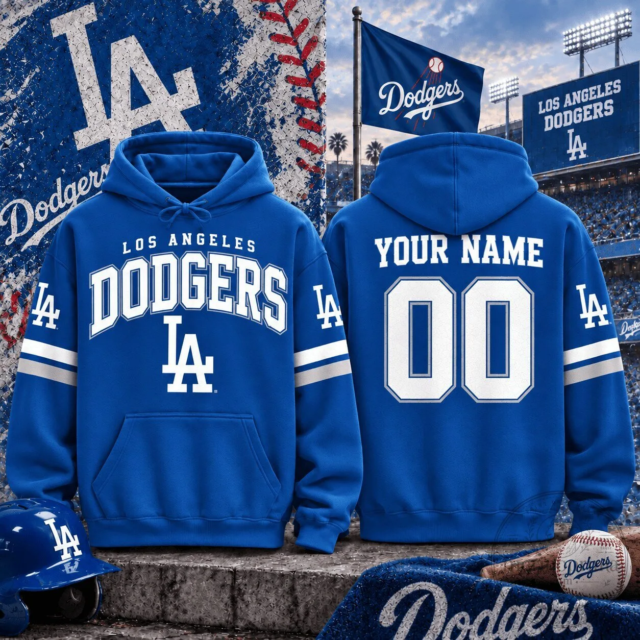 Los Angeles Dodgers Personalized Blue Baseball Fan Hoodie 1 Los Angeles Dodgers Personalized Blue Baseball Fan Hoodie