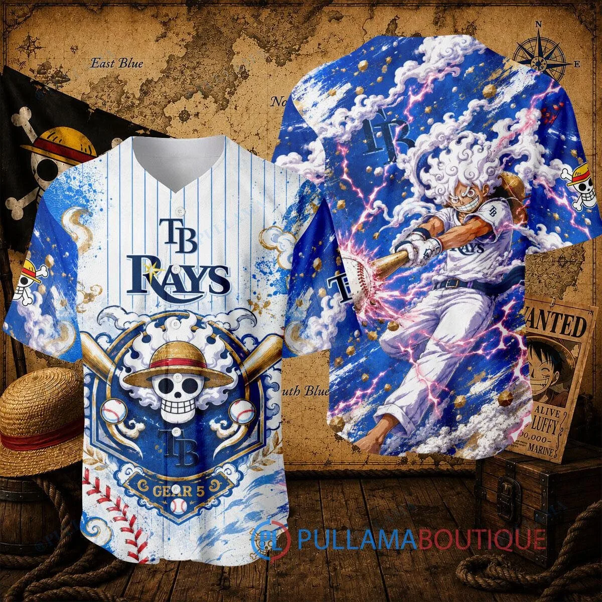 Tampa Bay Rays Baseball Luffy Gear 5 Anime Baseball Jersey