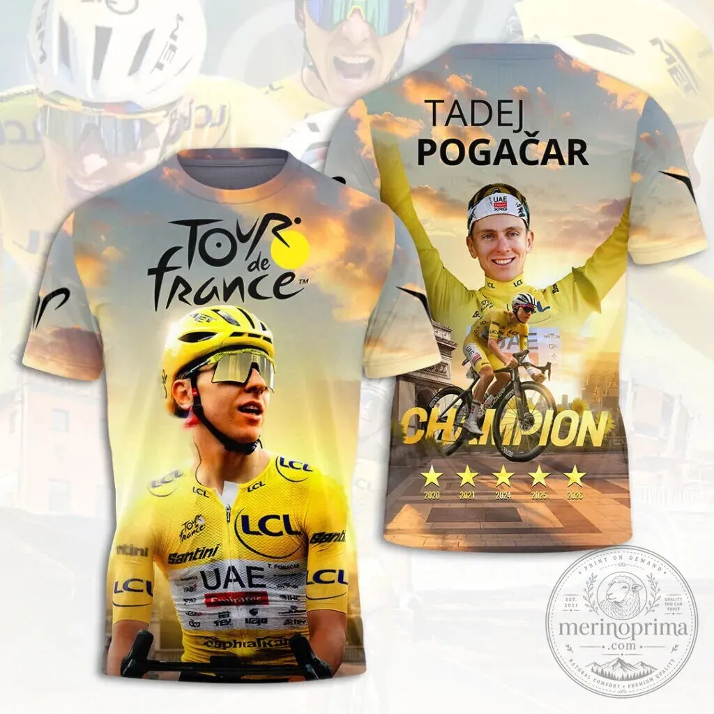 Tadej Pogacar Tour de France Champion Cycling Fan T-Shirt