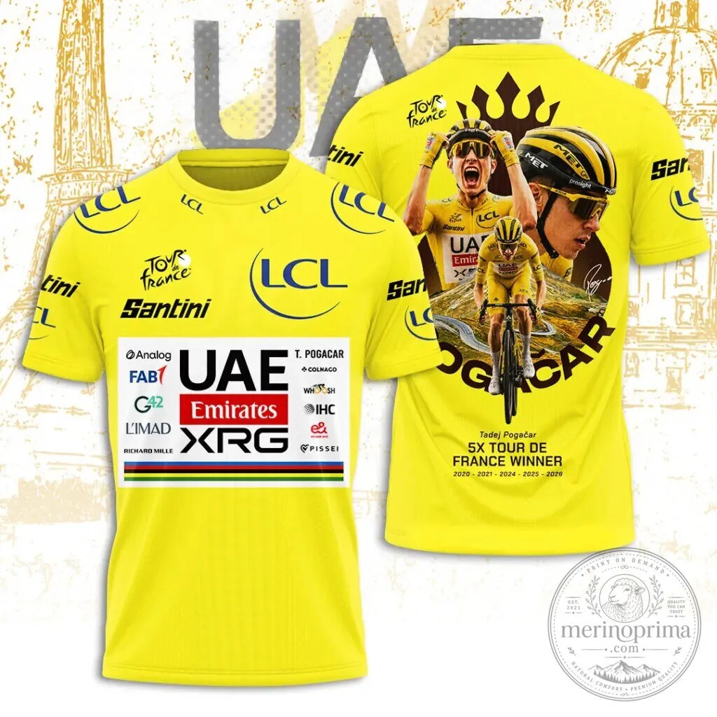 Tadej Pogacar 5X Tour de France Winner Cycling Fan T-Shirt