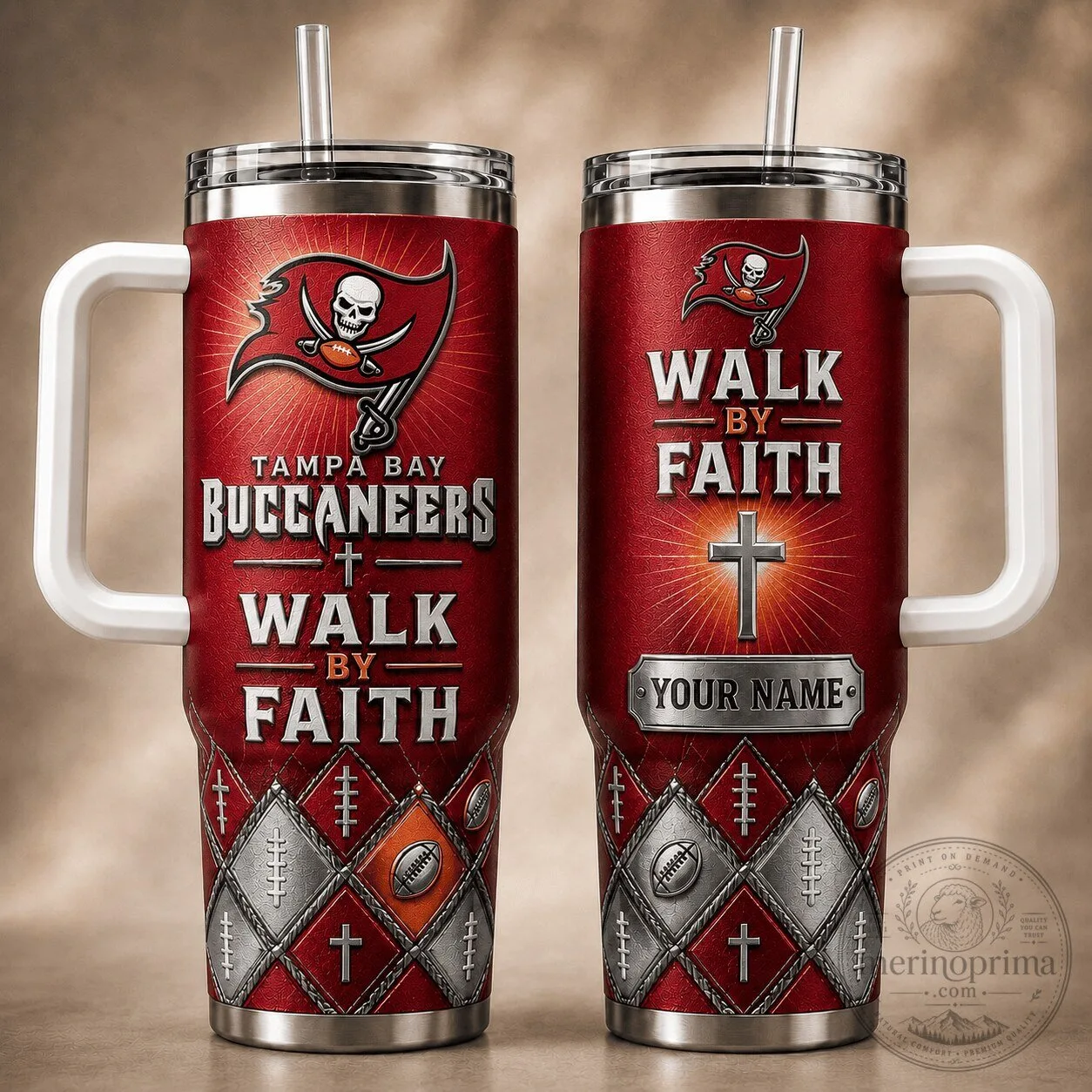 Tampa Bay Buccaneers Walk By Faith Christian Football Fan Tumbler