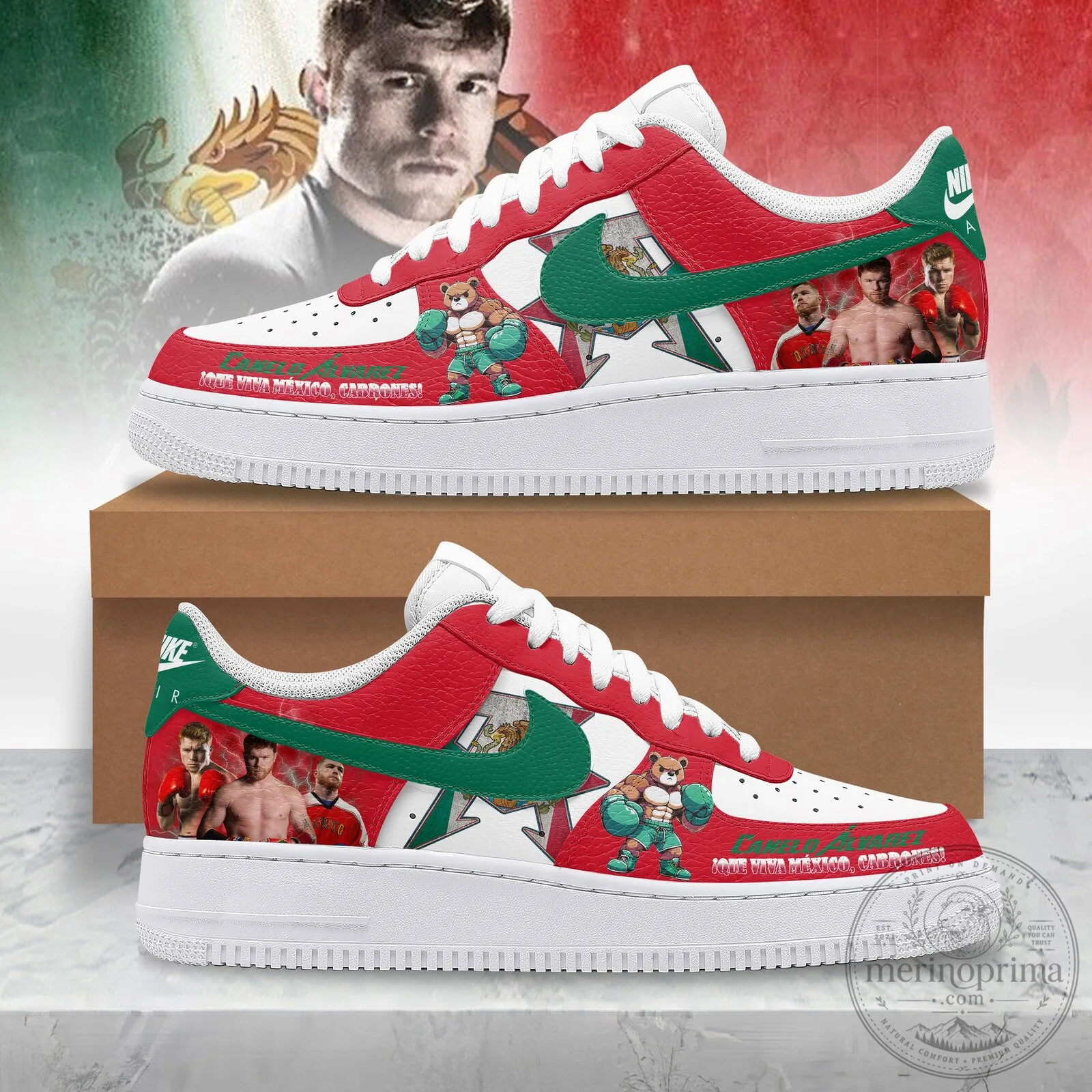 Saul Canelo Alvarez Boxing Champion Mexican Flag Custom Design Sneakers