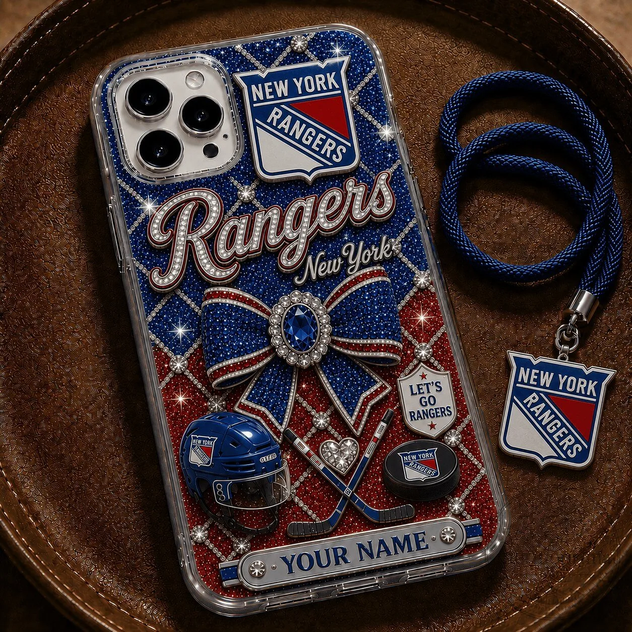 New York Rangers NHL Bling Diamond Custom Name Phone Case
