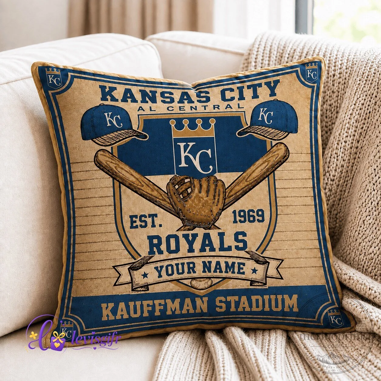 Kansas City Royals Baseball Vintage Personalized Pillow Case