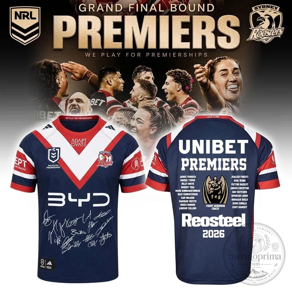 2026 NRL Premiers Sydney Roosters Rugby League Jersey for Grand Final Bound Fans
