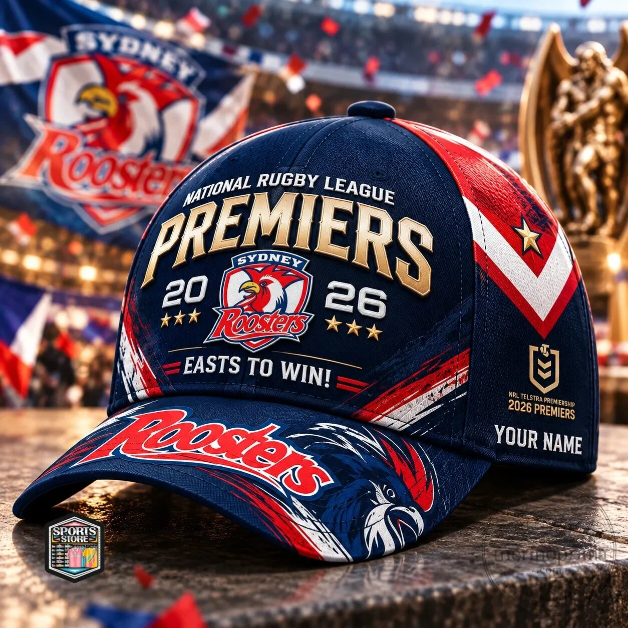 Sydney Roosters 2026 NRL Premiers National Rugby League Baseball Cap Hat