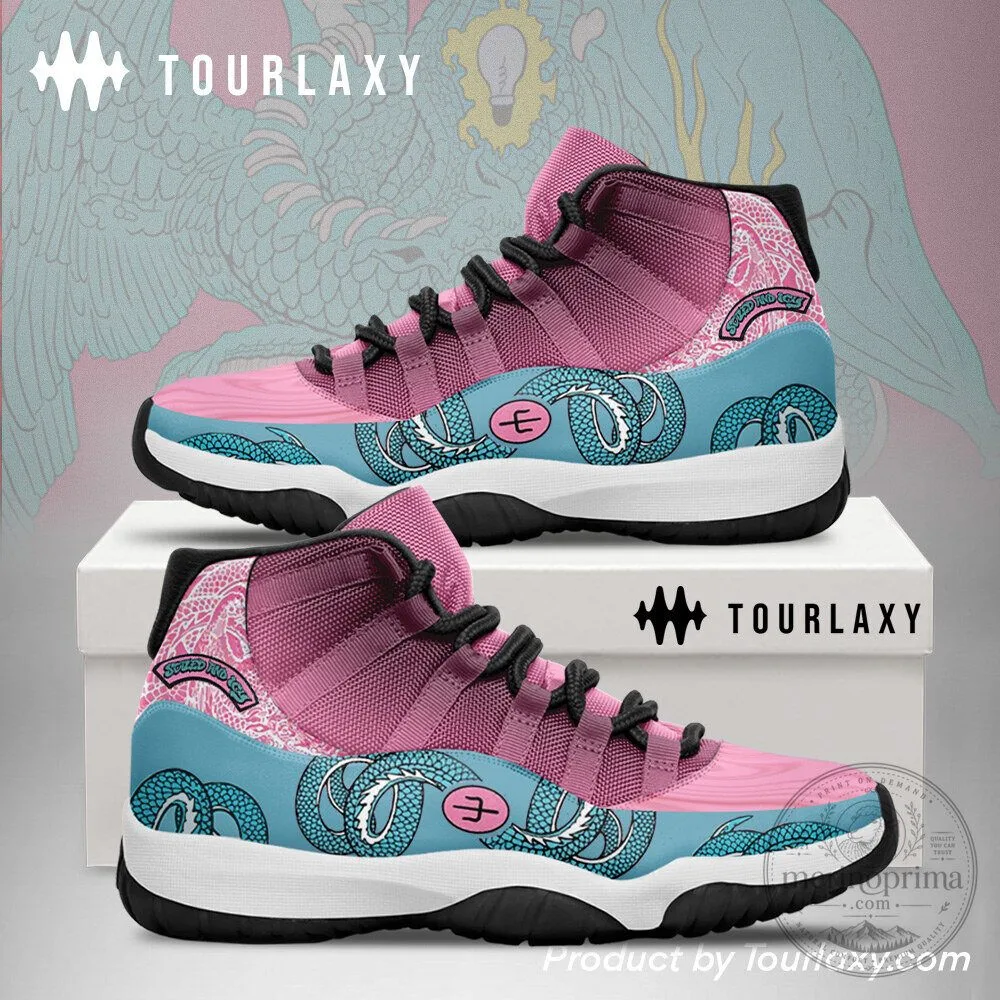 Twenty One Pilots Scale And Icy Dragon Pattern Pink and Blue High-Top Sneakers