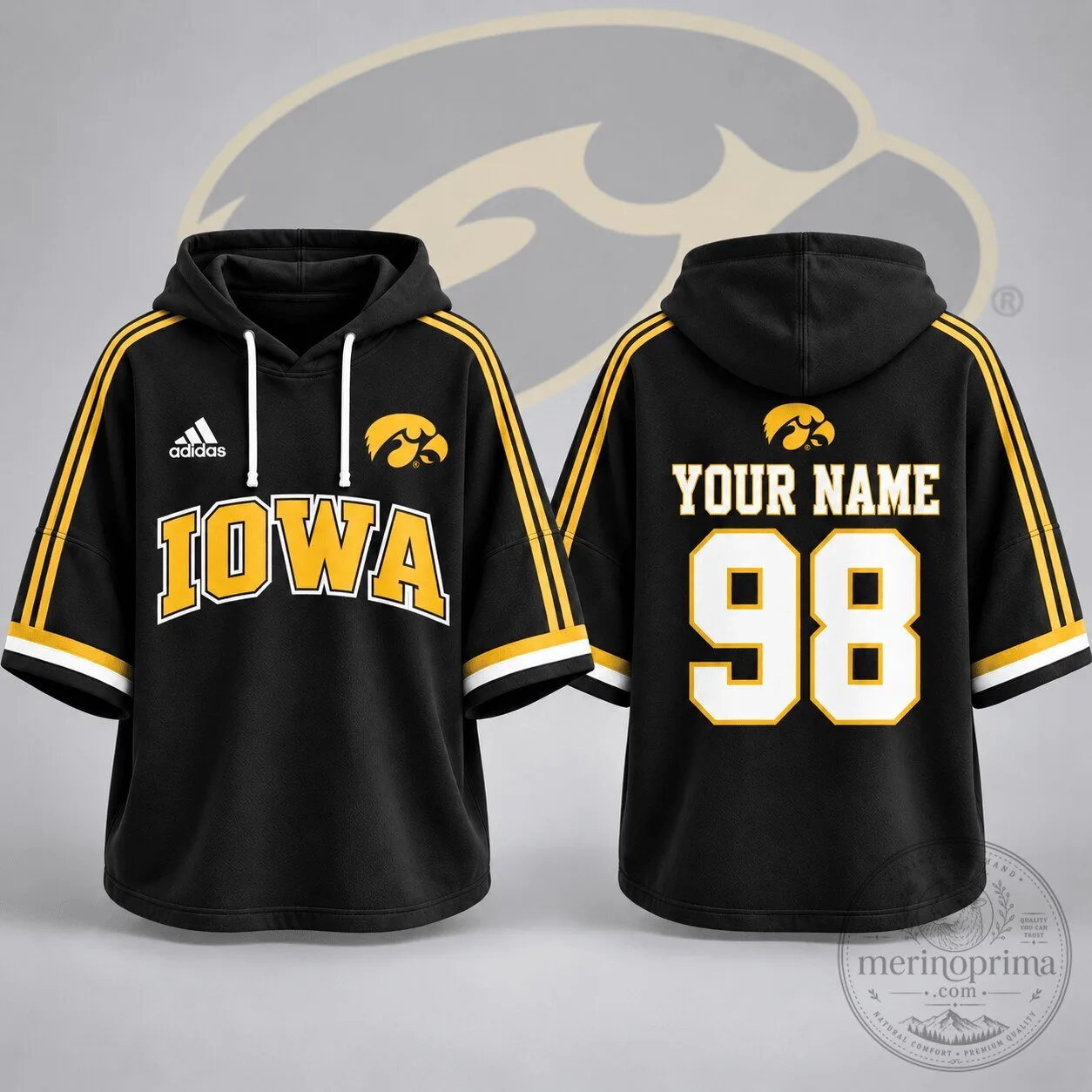 Iowa Hawkeyes NCAA Personalized Campus Legacy Short Sleeve Hoodie