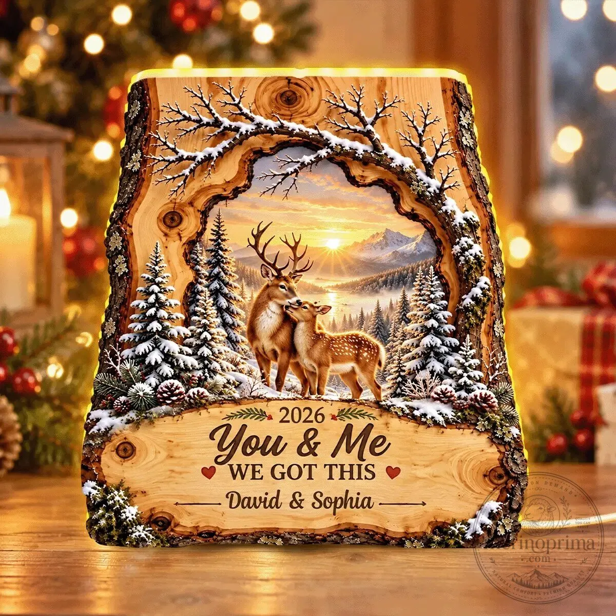 Personalized Deer Couple We Got This Wooden Light Box for Christmas Gift