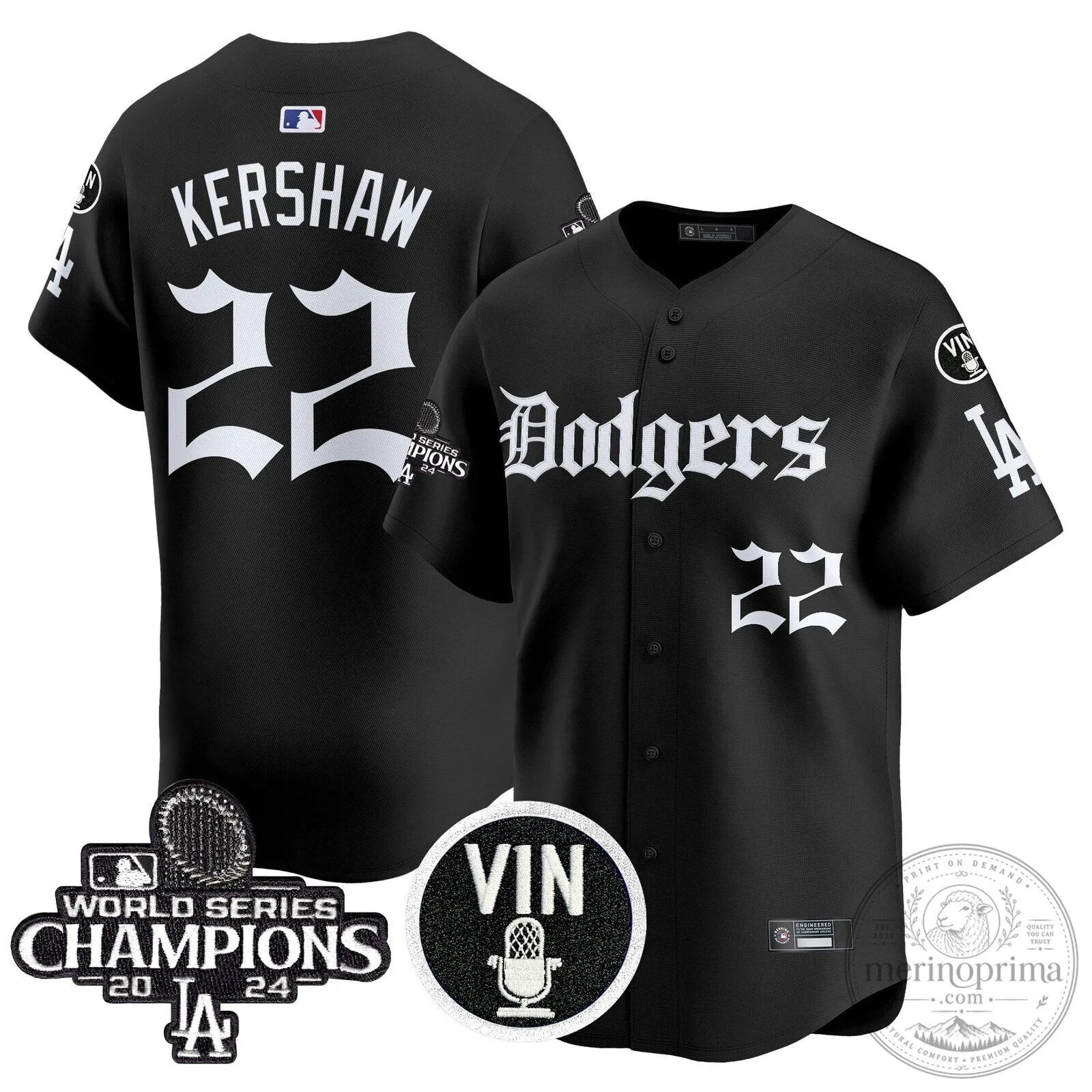 Dodgers Clayton Kershaw Number 22 Black World Series Champions Baseball Jersey 1 Dodgers Clayton Kershaw Number 22 Black World Series Champions Baseball Jersey