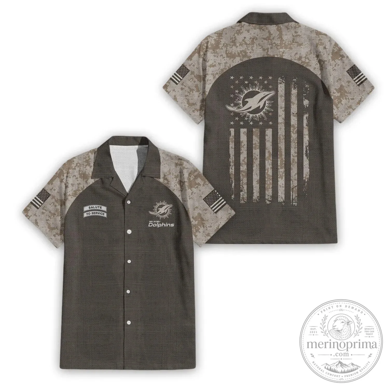 Miami Dolphins Salute To Service American Flag Hawaiian Shirt