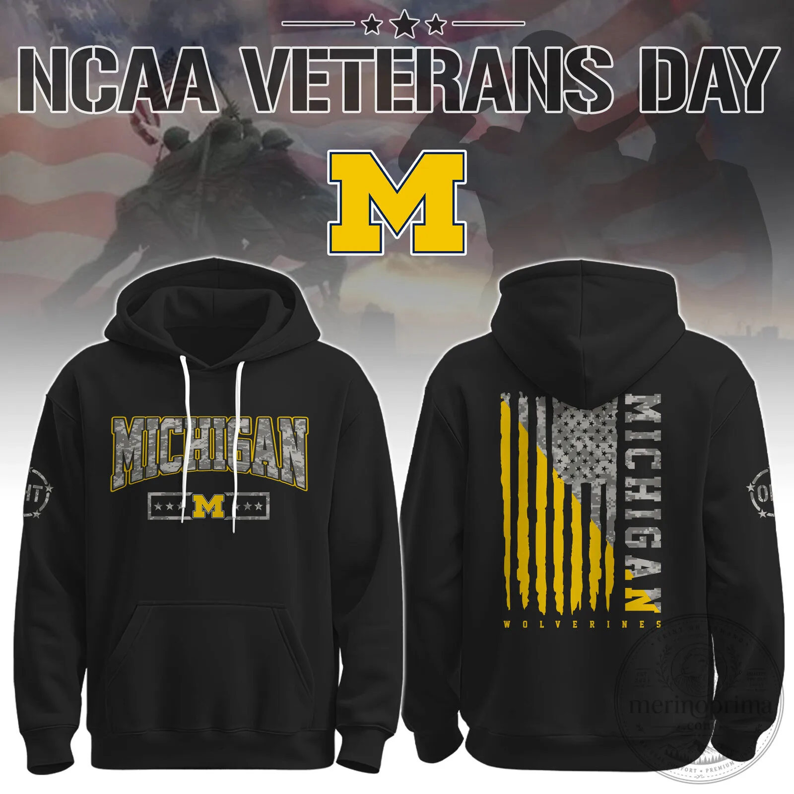 Michigan Wolverines NCAA Veterans Day Camouflage Tribute Hoodie