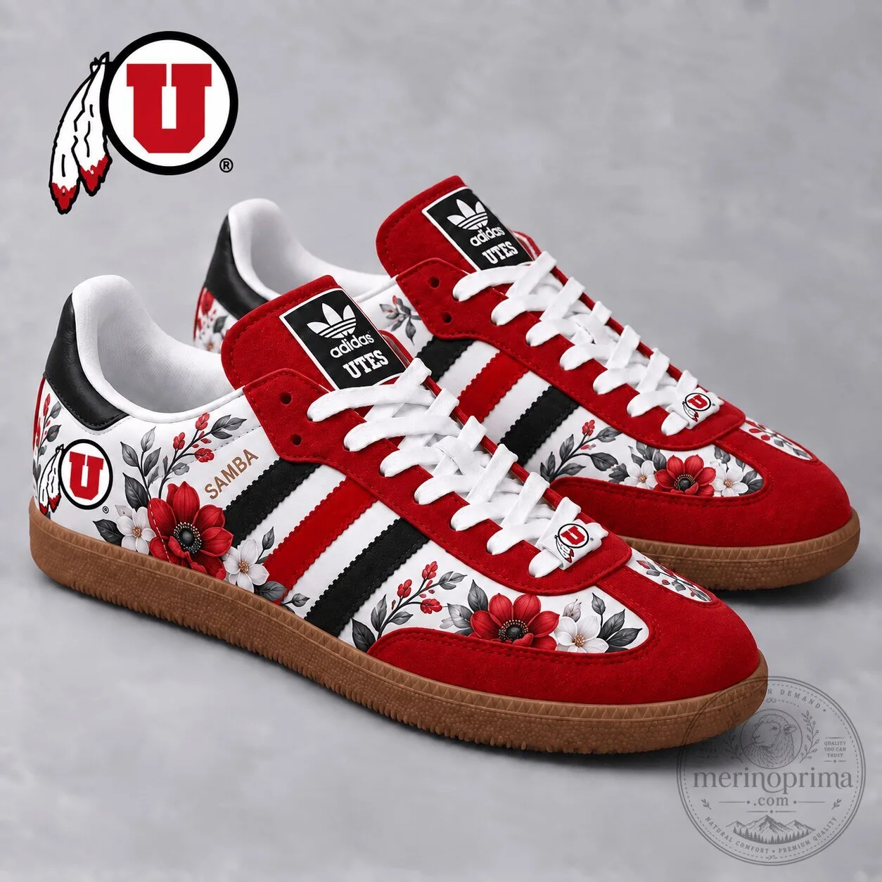 Utah Utes NCAA Heritage Floral Samba Shoes