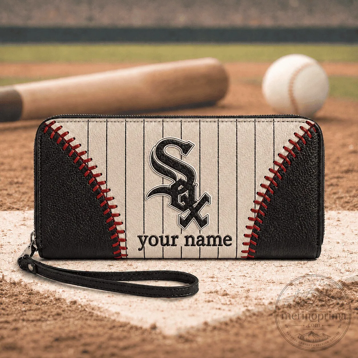 Chicago White Sox Baseball Stitching Personalized Leather Wallet 1 Chicago White Sox Baseball Stitching Personalized Leather Wallet