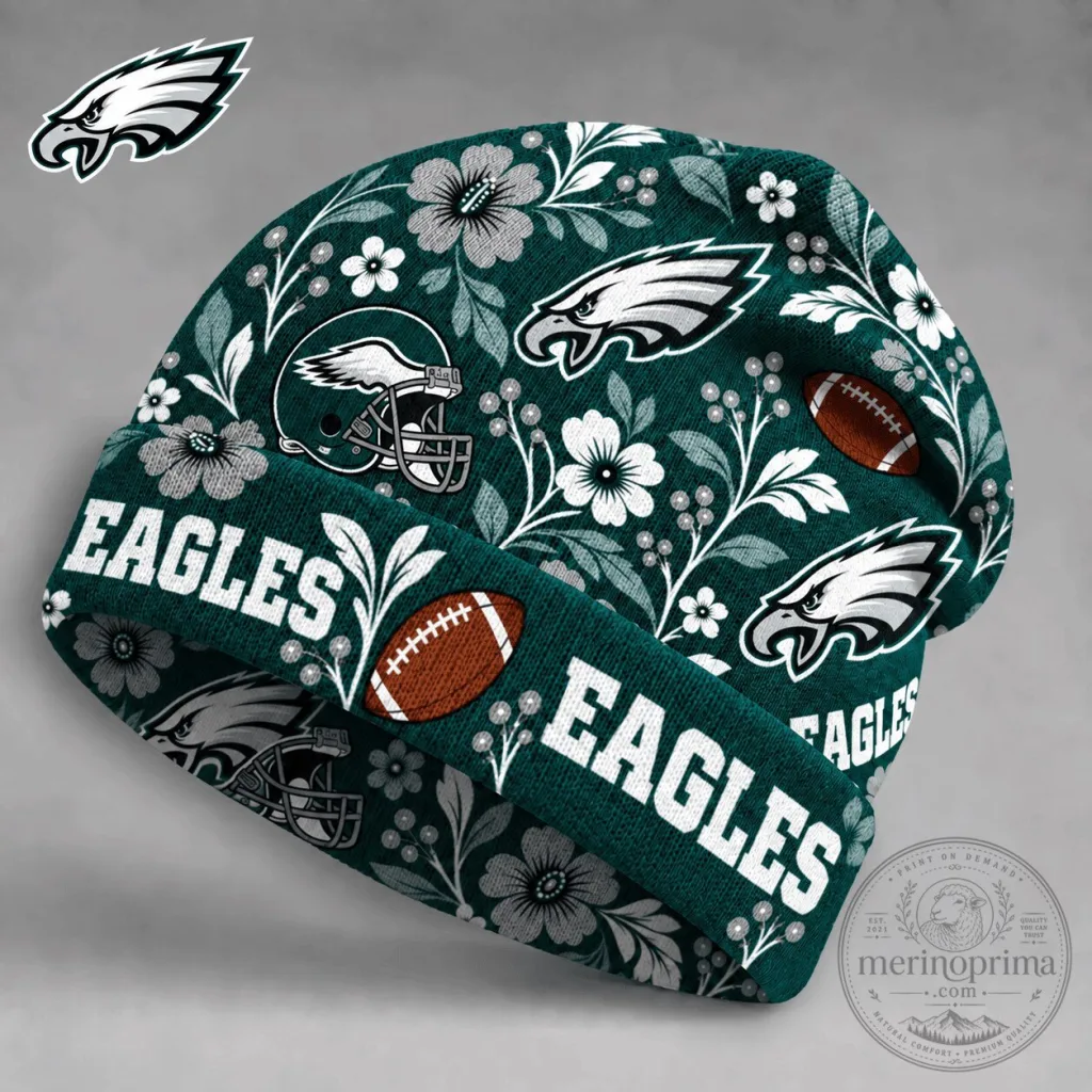 Philadelphia Eagles Floral Pattern Beanie Hat Philadelphia Eagles Floral Pattern Beanie Hat