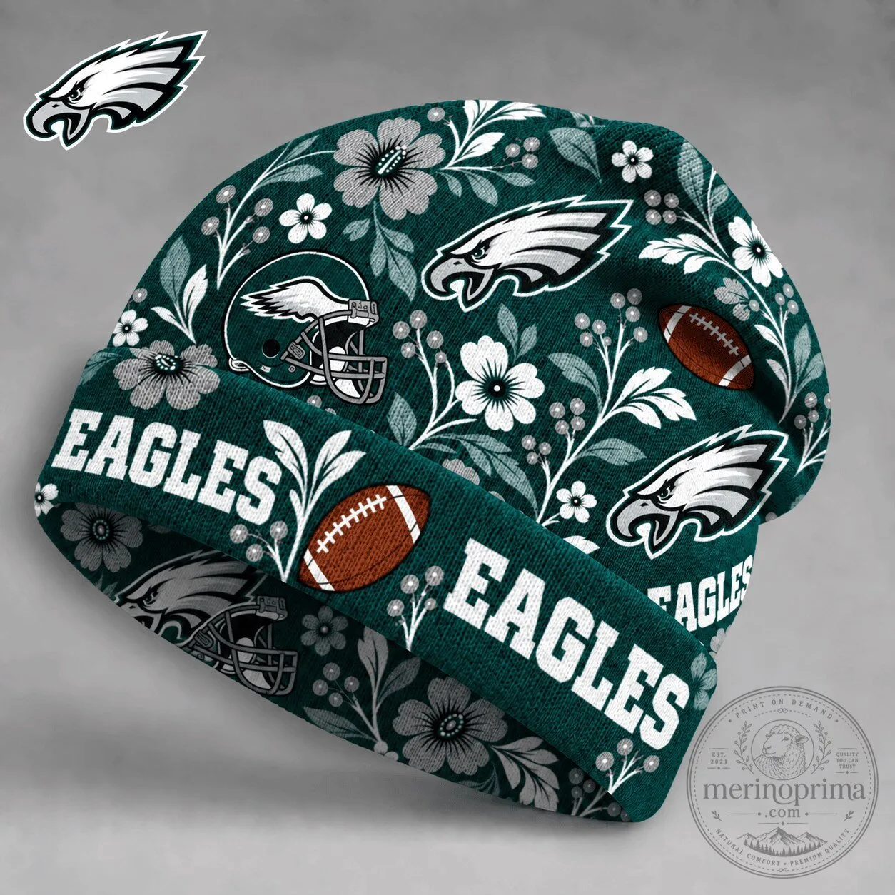 Philadelphia Eagles Floral Pattern Beanie Hat