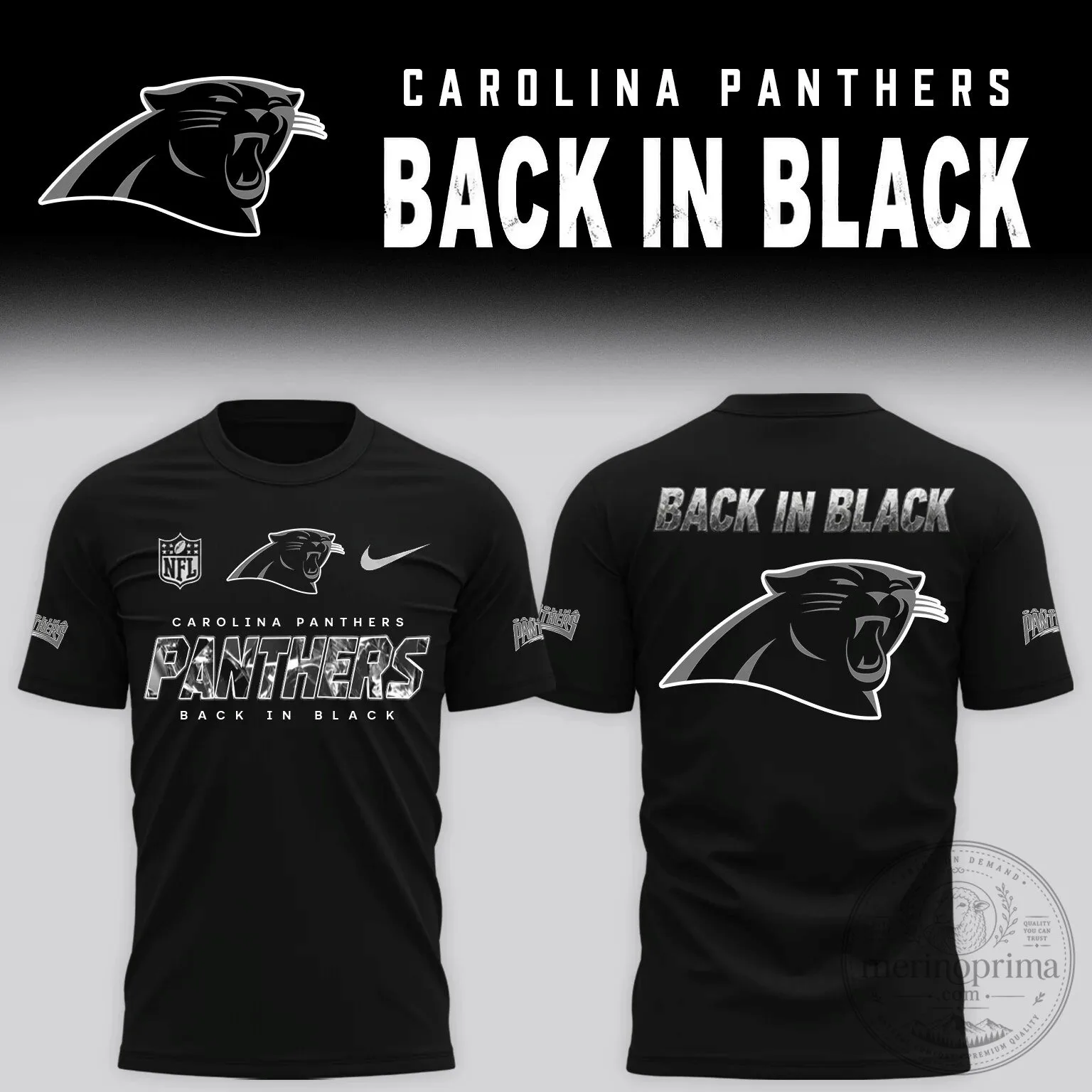 Carolina Panthers Back In Black Edition Football Team Fan T-Shirt