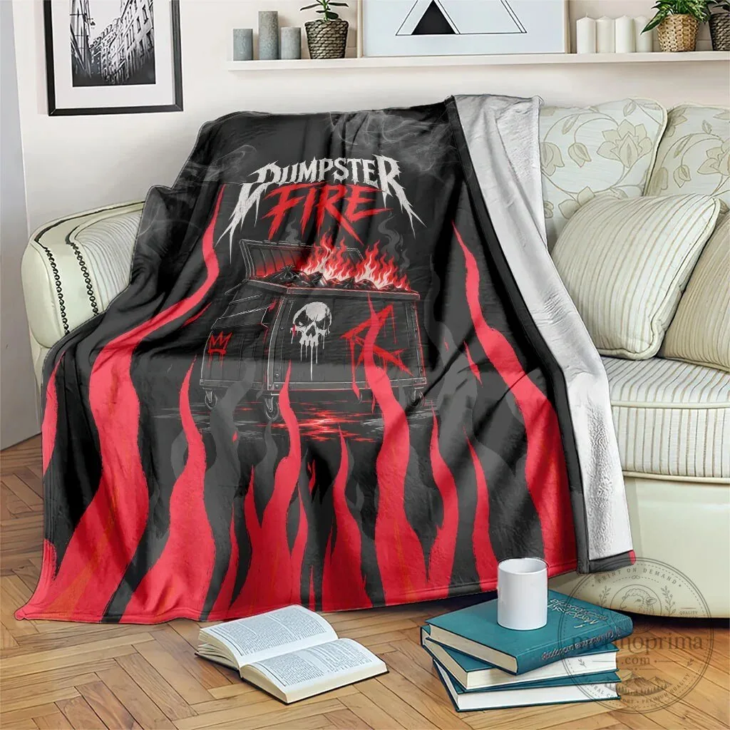 Dumpster Fire Everything is Fine Skull Sarcastic Heavy Metal Blanket
