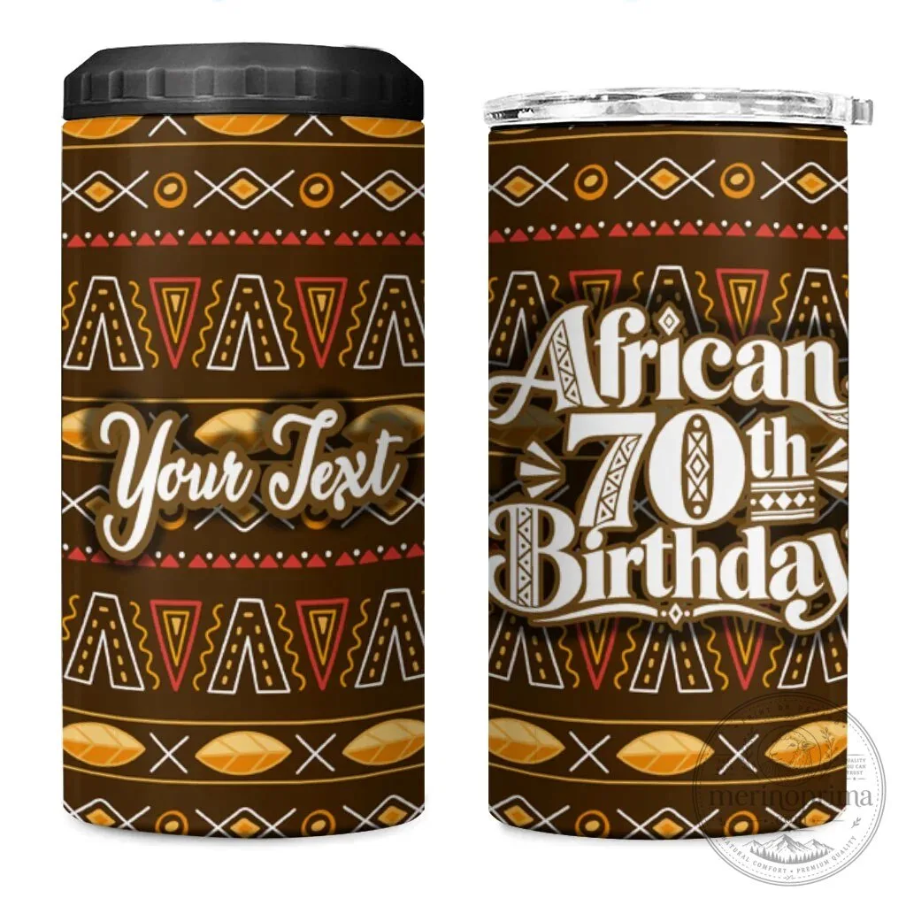 Personalized African 70th Birthday Tribal Pattern Mudcloth Heritage Art Tumbler