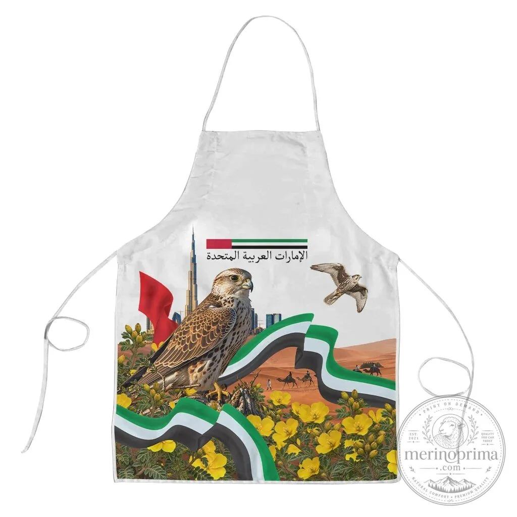 United Arab Emirates National Day Falcon and Burj Khalifa Desert Landscape Apron 6 United Arab Emirates National Day Falcon and Burj Khalifa Desert Landscape Apron