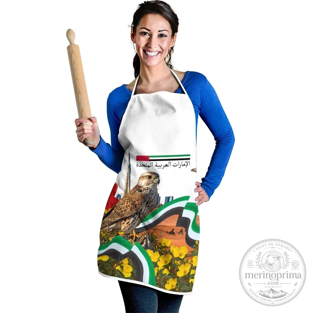 United Arab Emirates National Day Falcon and Burj Khalifa Desert Landscape Apron 10 United Arab Emirates National Day Falcon and Burj Khalifa Desert Landscape Apron