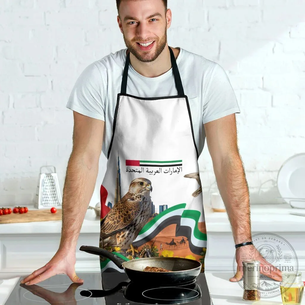 United Arab Emirates National Day Falcon and Burj Khalifa Desert Landscape Apron 12 United Arab Emirates National Day Falcon and Burj Khalifa Desert Landscape Apron