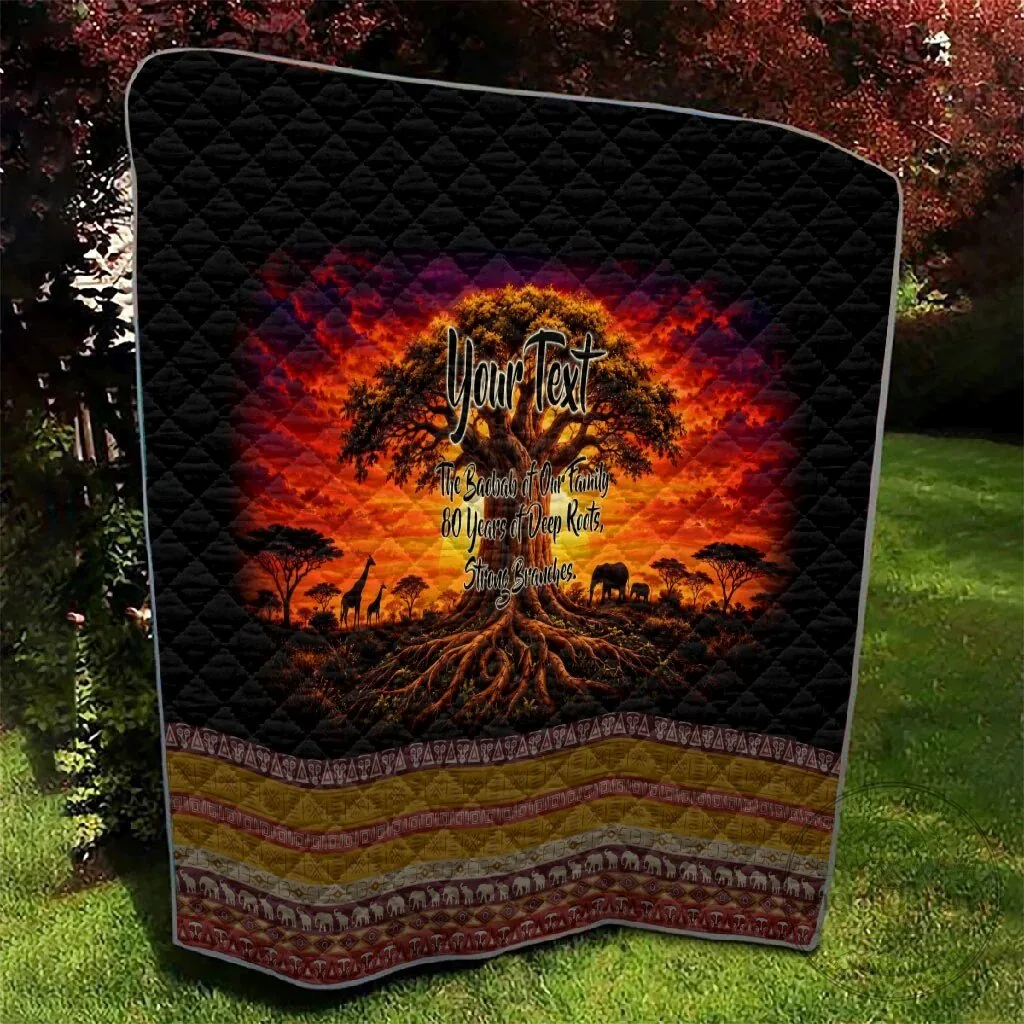 Personalized 80th Birthday Baobab Tree African Sunset Savanna Quilt 13 Personalized 80th Birthday Baobab Tree African Sunset Savanna Quilt