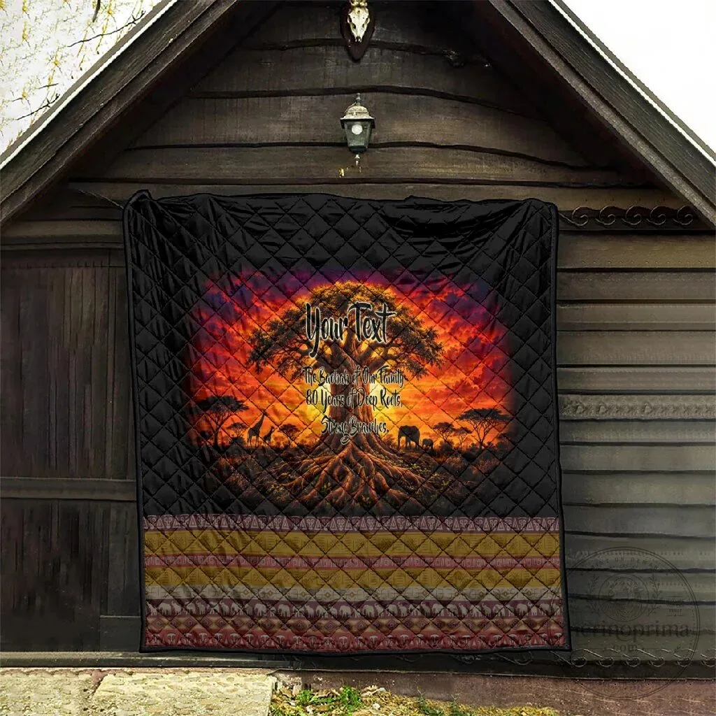 Personalized 80th Birthday Baobab Tree African Sunset Savanna Quilt 15 Personalized 80th Birthday Baobab Tree African Sunset Savanna Quilt