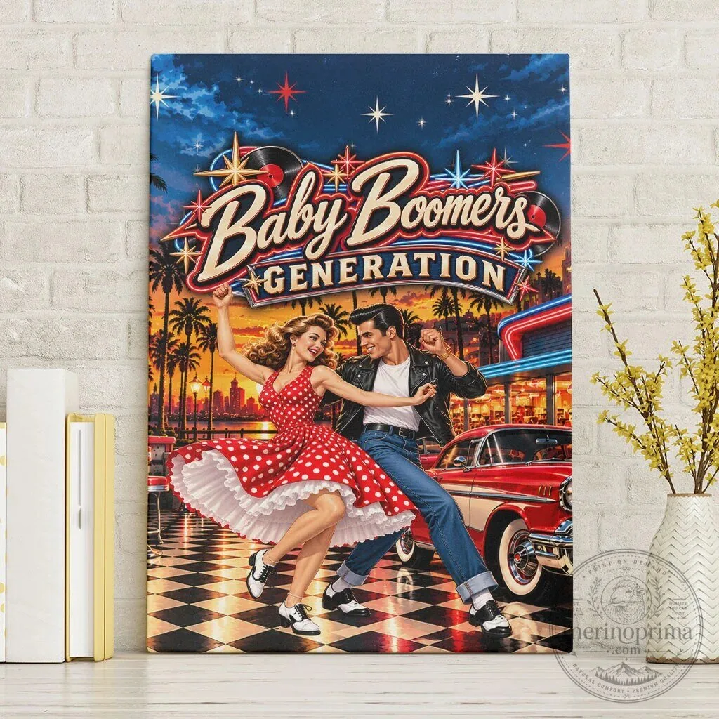 Baby Boomers Generation Vintage 1950s Rock And Roll Nostalgia Canvas Wall Art