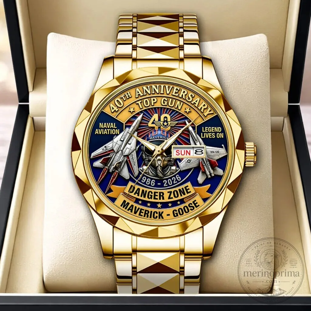 Top Gun 40th Anniversary Maverick and Goose Gold Luxury Watch