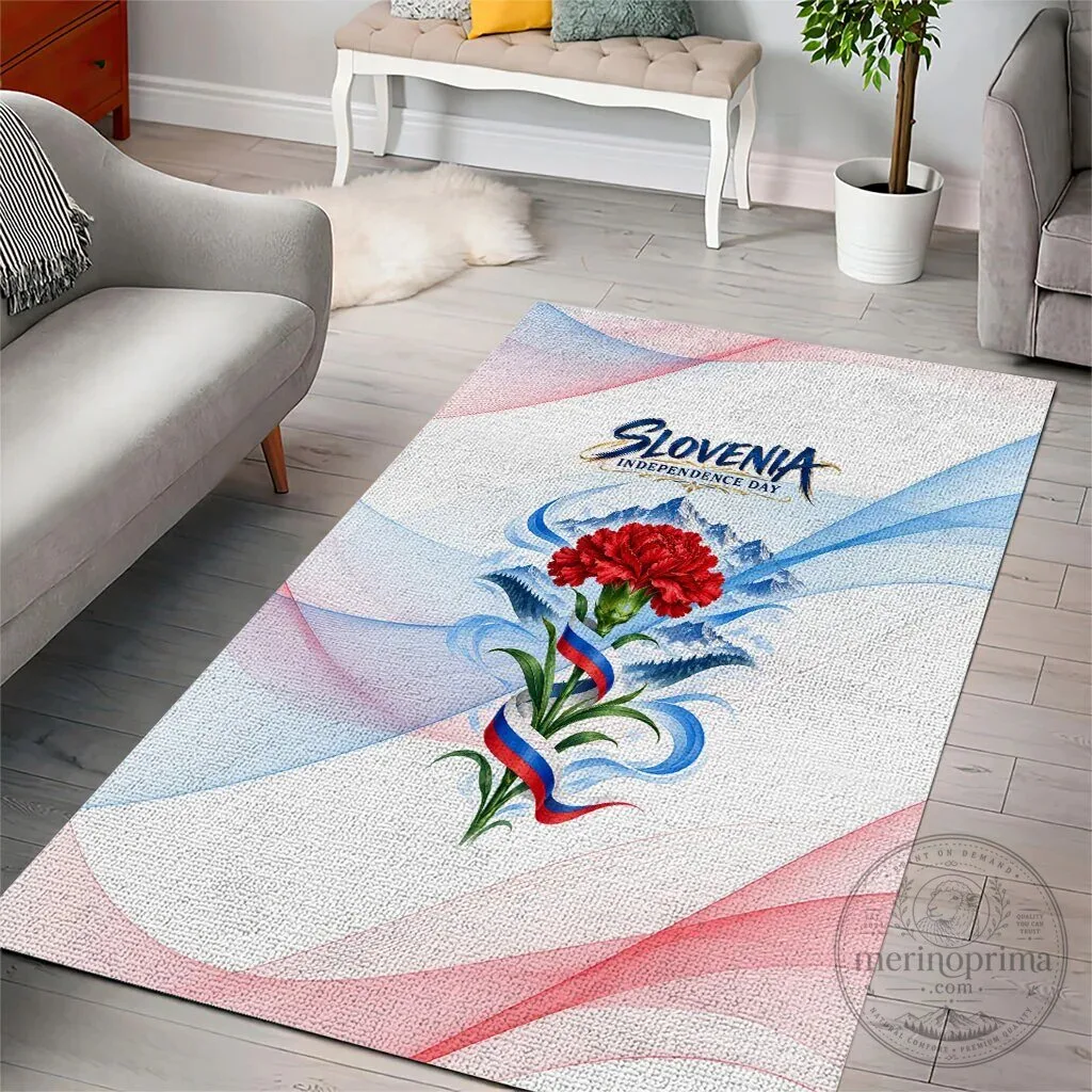 Slovenia Independence Day Red Carnation Flower Mount Triglav Flag Area Rug 10 Slovenia Independence Day Red Carnation Flower Mount Triglav Flag Area Rug