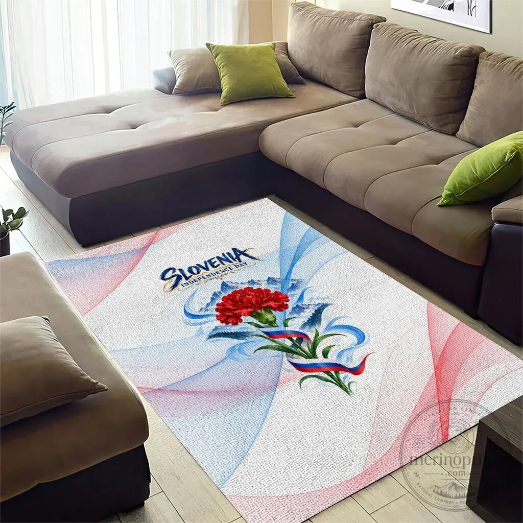 Slovenia Independence Day Red Carnation Flower Mount Triglav Flag Area Rug 11 Slovenia Independence Day Red Carnation Flower Mount Triglav Flag Area Rug