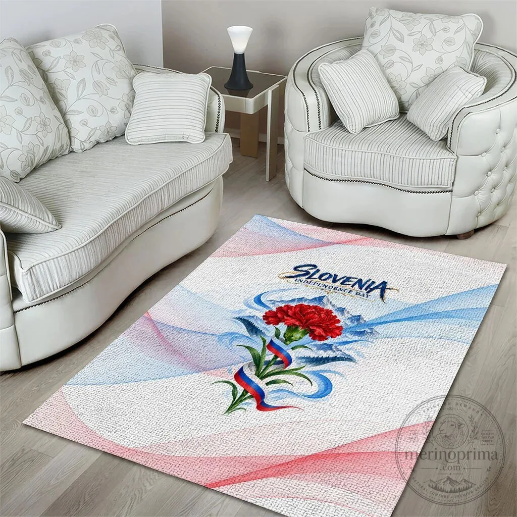 Slovenia Independence Day Red Carnation Flower Mount Triglav Flag Area Rug 12 Slovenia Independence Day Red Carnation Flower Mount Triglav Flag Area Rug