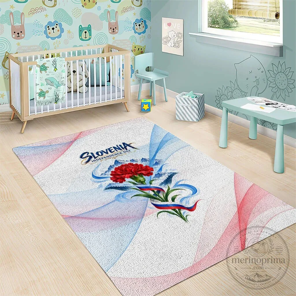 Slovenia Independence Day Red Carnation Flower Mount Triglav Flag Area Rug 13 Slovenia Independence Day Red Carnation Flower Mount Triglav Flag Area Rug