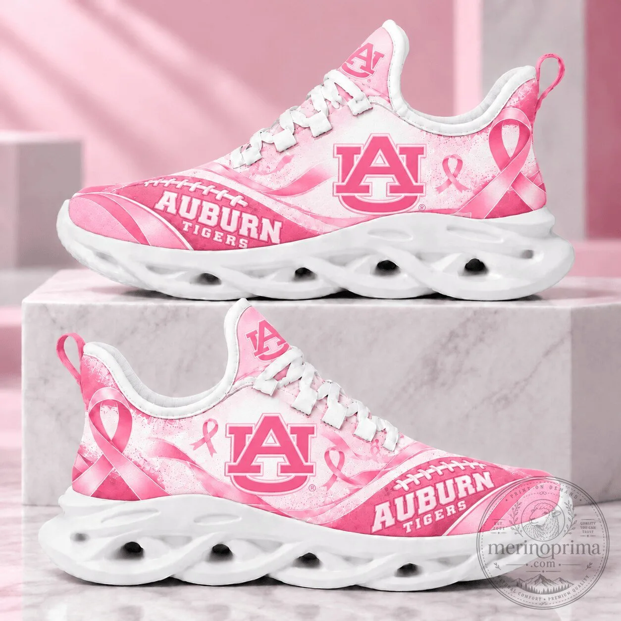 Running Shoes with Pink Ribbon for Breast Cancer Awareness - Auburn Tigers